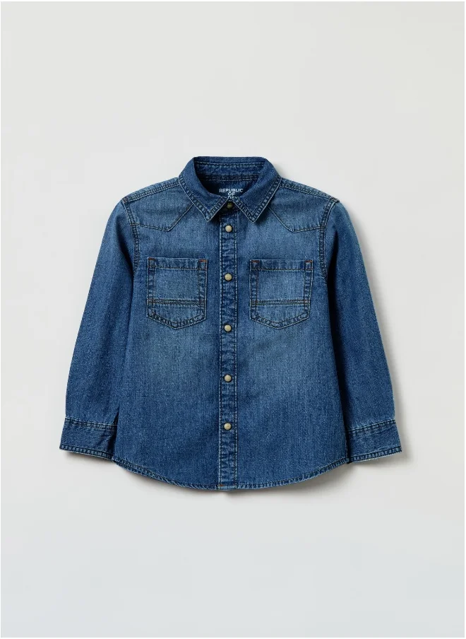 او في اس Ovs Housebrand Denim Shirt With Pockets
