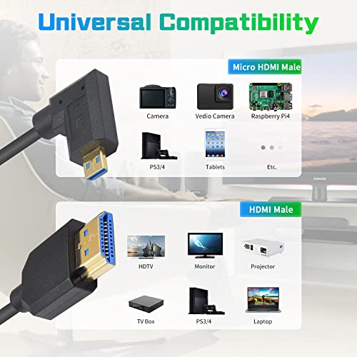 Duttek 8K Micro HDMI to HDMI Coiled Cable 8K@60Hz, 48Gbps, Right Angle HDMI to Micro HDMI 2.1 Cable for Camera, GoPro Hero, Raspberry Pi 5 4 1FT-3FT - Image 4