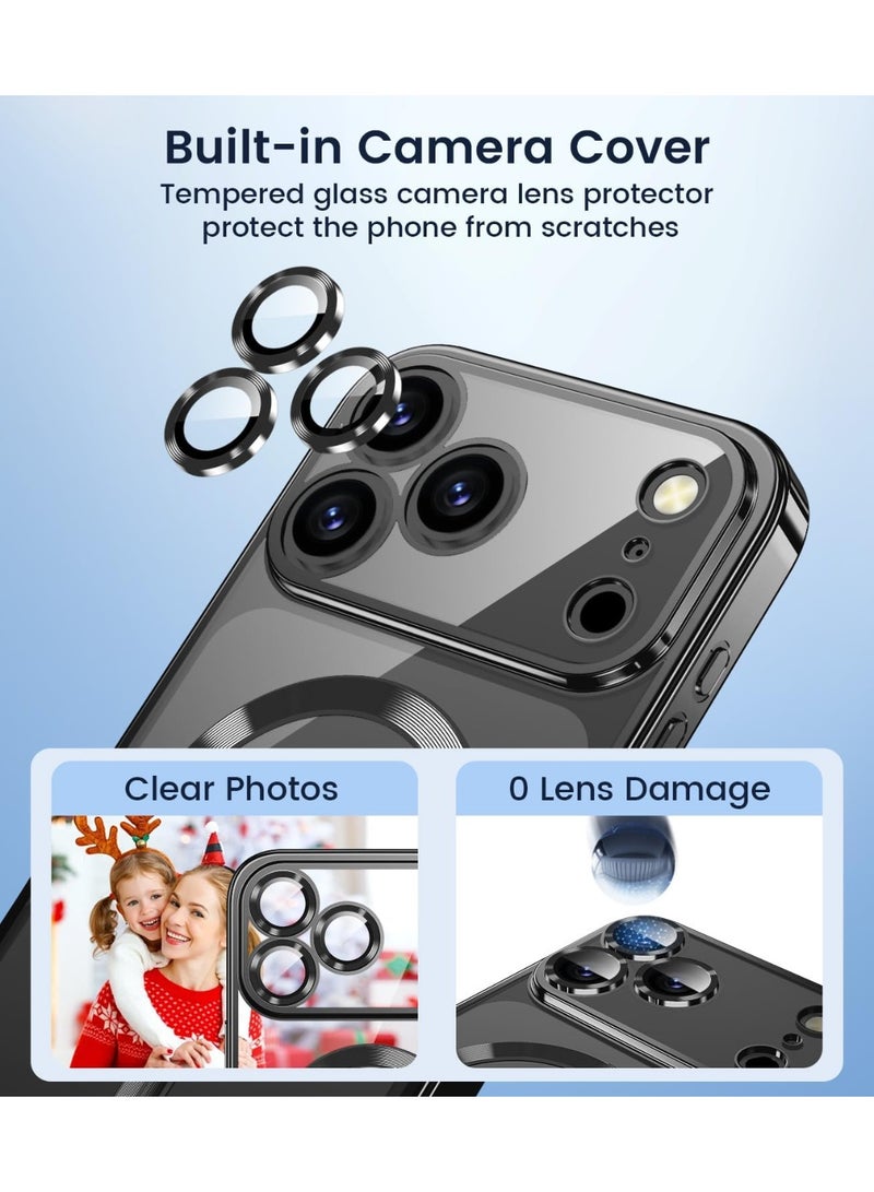 Magnetic for iPhone 17 Pro Case with Mag Safe Full Camera Lens Protector Plating Soft Clear Phone Case for iPhone 17 Pro - Image 5