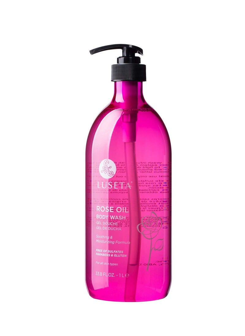 Luseta Luseta Rose Oil Body Wash for Dry Skin Women 33.8oz, Women Body Wash Smell Good Hydrating Shower Gel for Nourishing Essential Body Care, Sulfate & Paraben Free, Shower Gel for Women/Men  - Image 1