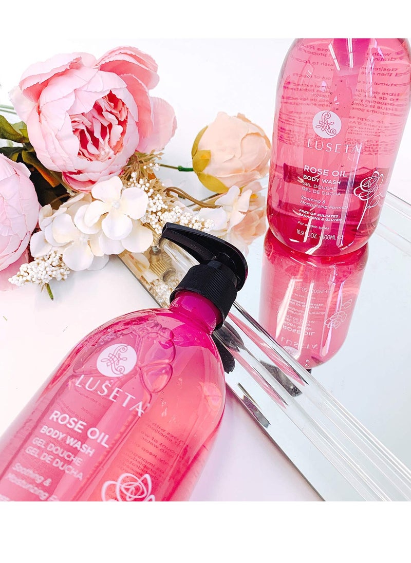 Luseta Luseta Rose Oil Body Wash for Dry Skin Women 33.8oz, Women Body Wash Smell Good Hydrating Shower Gel for Nourishing Essential Body Care, Sulfate & Paraben Free, Shower Gel for Women/Men  - Image 2