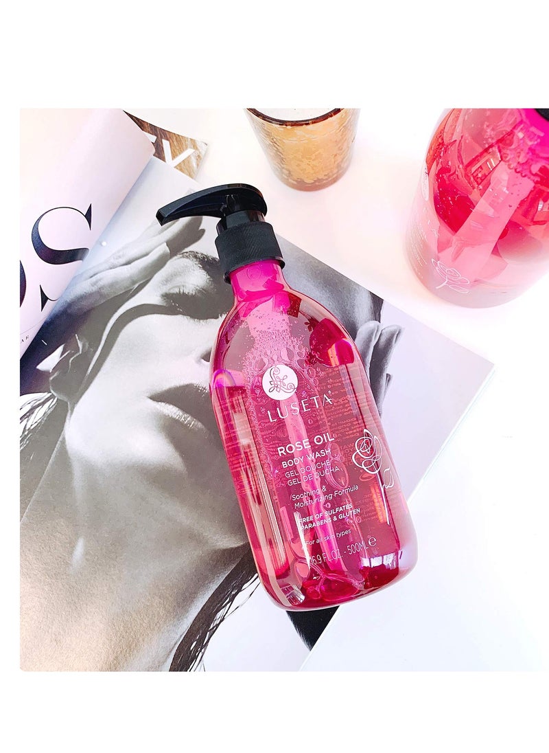 Luseta Luseta Rose Oil Body Wash for Dry Skin Women 33.8oz, Women Body Wash Smell Good Hydrating Shower Gel for Nourishing Essential Body Care, Sulfate & Paraben Free, Shower Gel for Women/Men  - Image 3