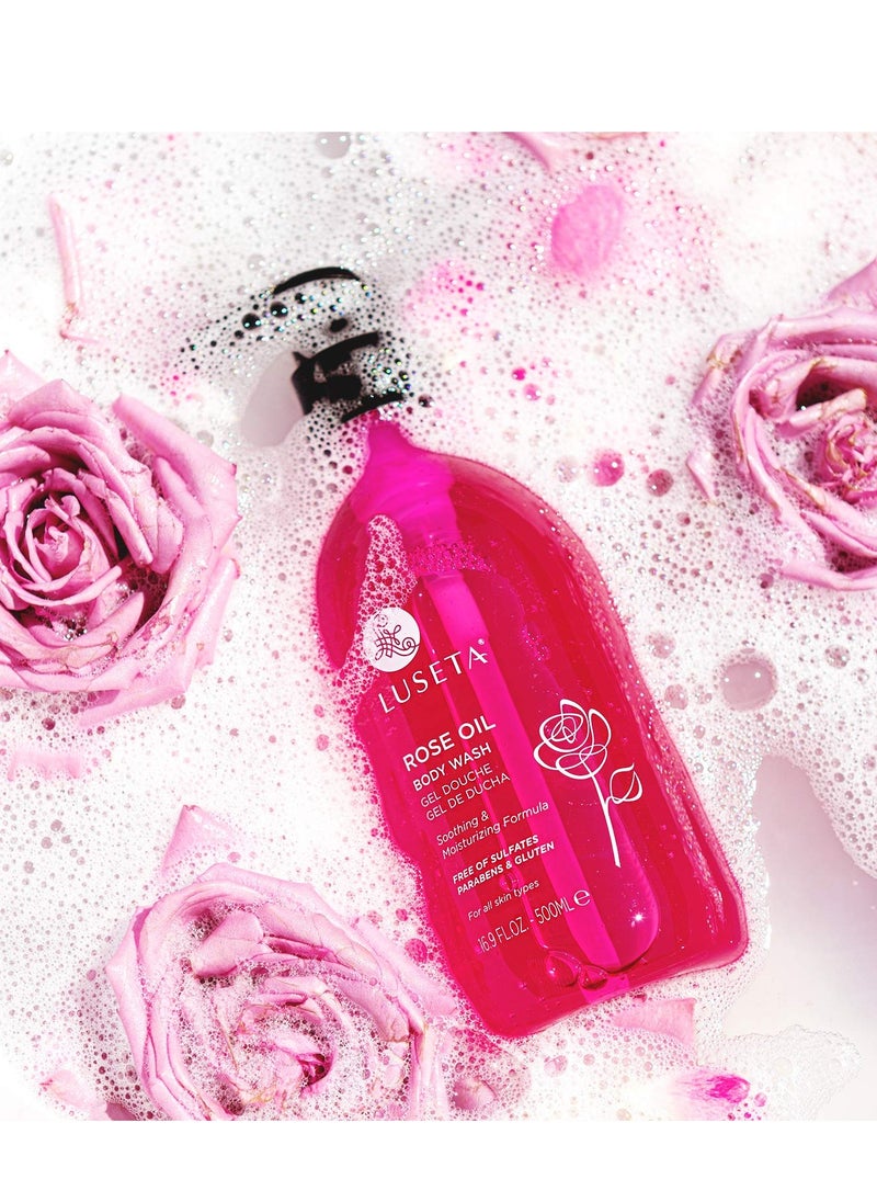 Luseta Luseta Rose Oil Body Wash for Dry Skin Women 33.8oz, Women Body Wash Smell Good Hydrating Shower Gel for Nourishing Essential Body Care, Sulfate & Paraben Free, Shower Gel for Women/Men  - Image 4