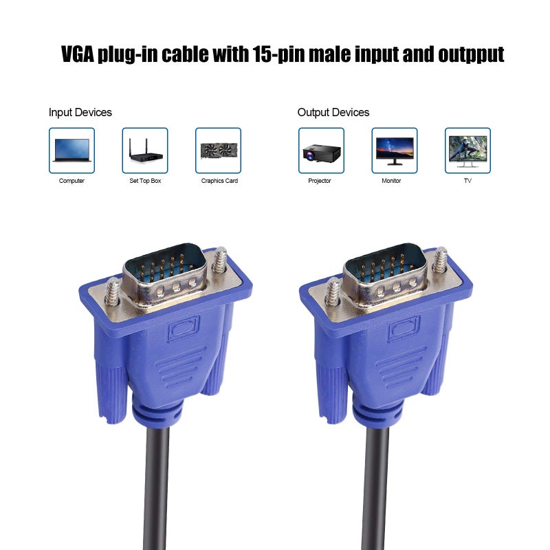 ENUODA Blue VGA Cable 15 Pin Male to Male Plug Computer Monitor Cable Wire Cordï¼Œ4.9 Feet - Image 3