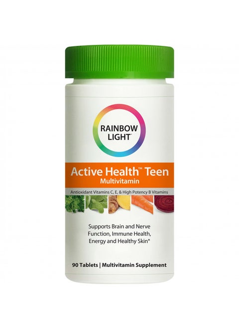 Rainbow Light Multivitamin for Teens, Vitamin C, Zinc, & B Complex, Supports Brain Health, Nerve Function, and a Strong Immune System, Gluten Free, Vegetarian, Fruit Punch, 90 Tablets