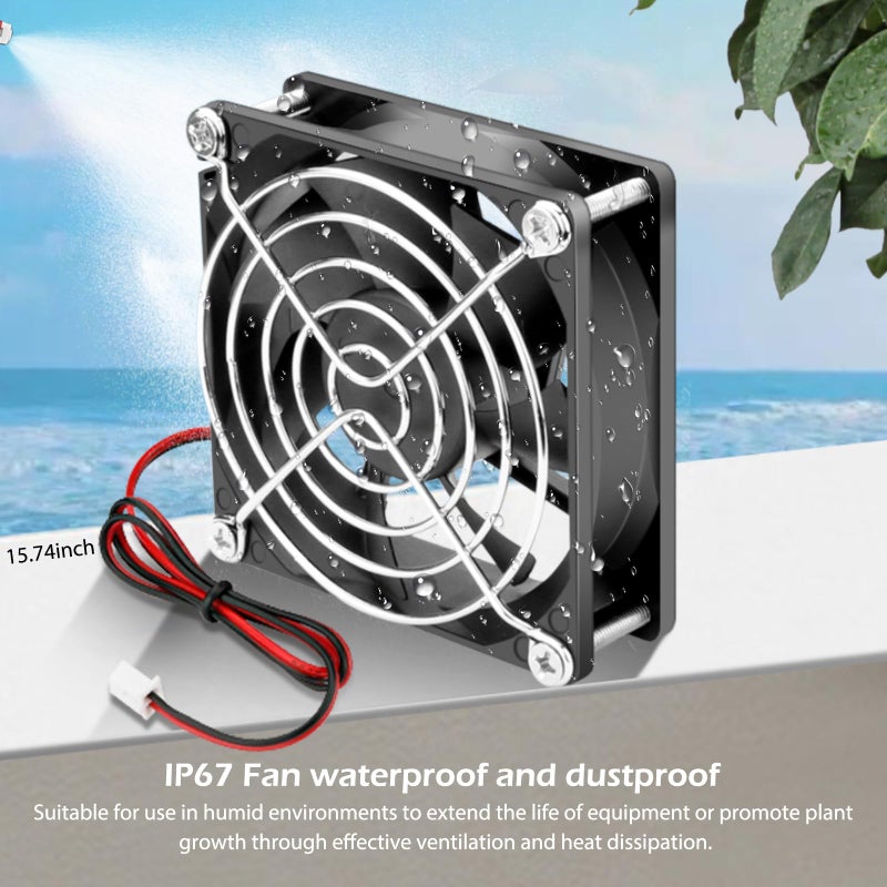 Wathai IP67 Waterproof 80mm x 25mm 12V Cooling DC Fan for RV Fridge Exhaust Ventilation Dual Ball High Speed DIY Cooler 12 v Fans 2 Pack - Image 5