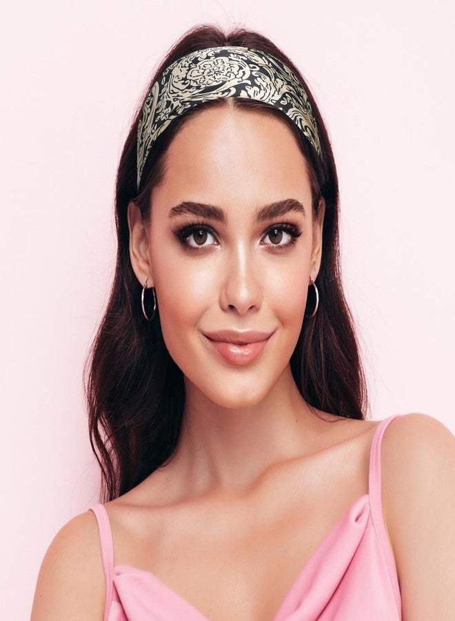 Sumolux Head Hair Scarf for Women Like Satin Silk Scarf Bandana Hair Wrapping Night Large Square Scarves 27.5", Black Flowers, One size - Image 3