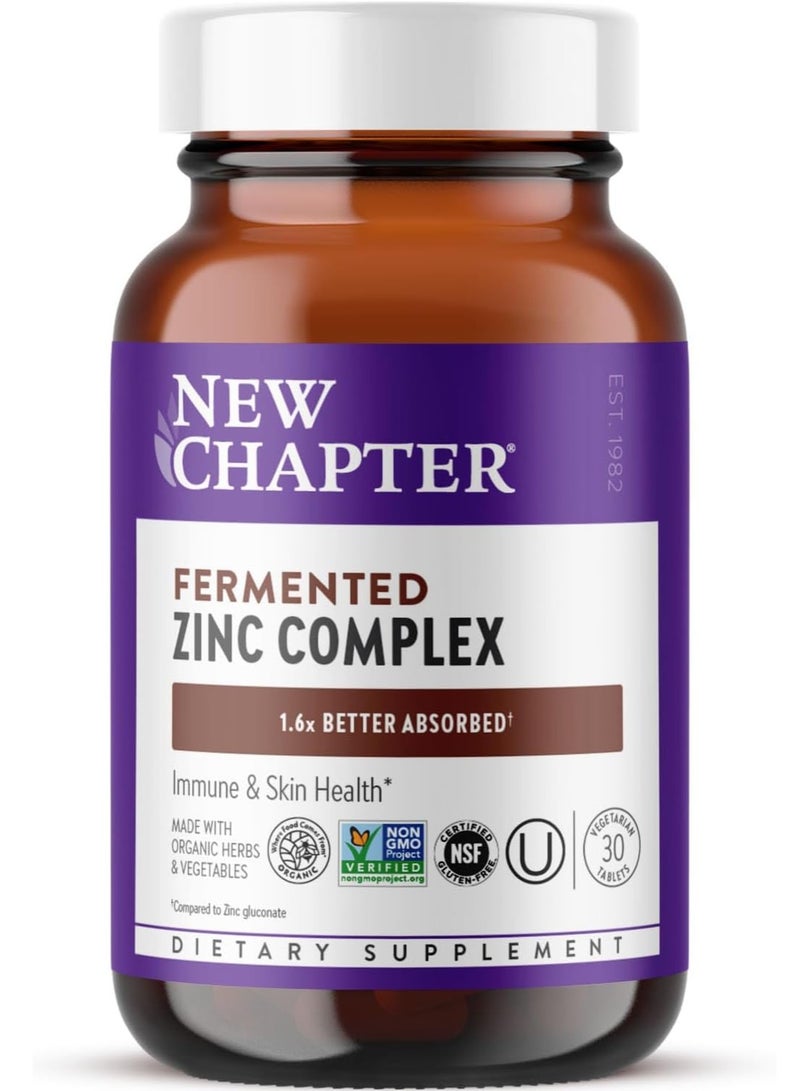 New Chapter Fermented Zinc Complex, 30 Vegetarian Tablets - Image 2