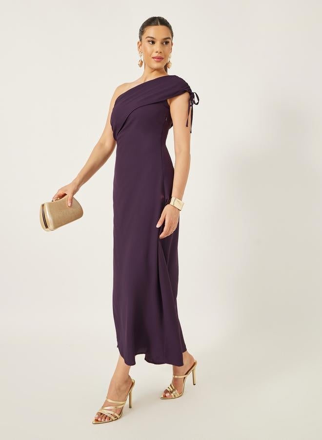 ستايلي فستان ماكسي بكتف واحد وخط - Image 2