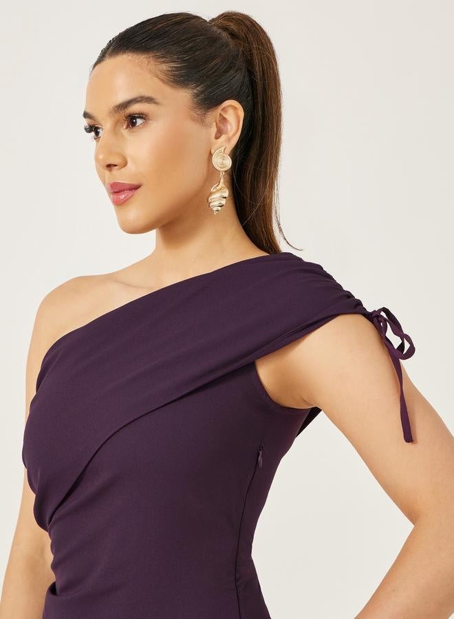 ستايلي فستان ماكسي بكتف واحد وخط - Image 5