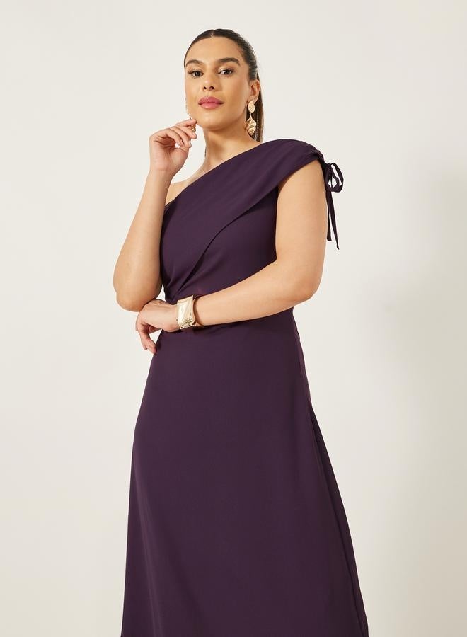 ستايلي فستان ماكسي بكتف واحد وخط - Image 3