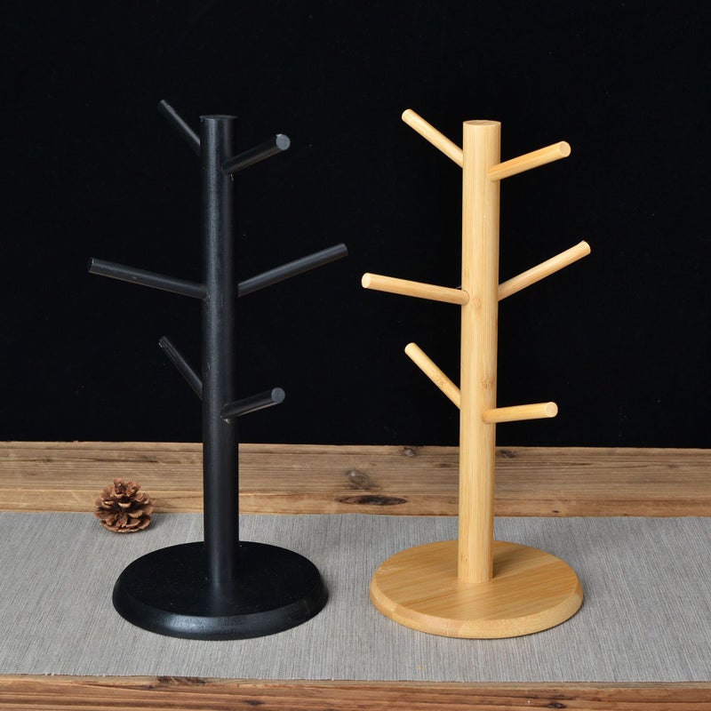 Bamboo Cup Holder Multifunctional Key Jewelry Storage Rack Factory Direct Mug Cup Wine Cup Draining Cup Holder(Simple Cup Holder) - Image 3