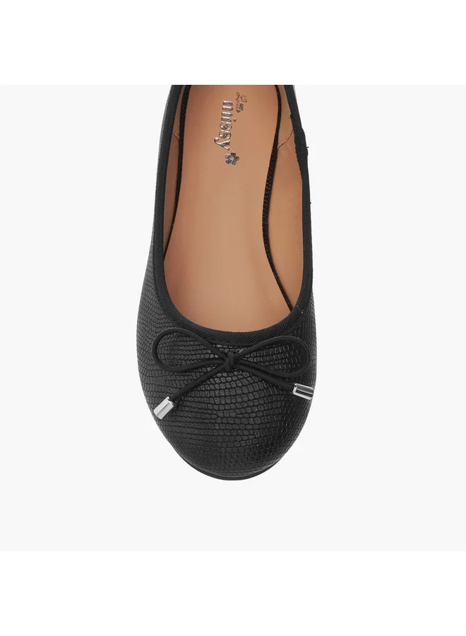 Little Missy Girls Bow Accent Slip-On Ballerina Shoes