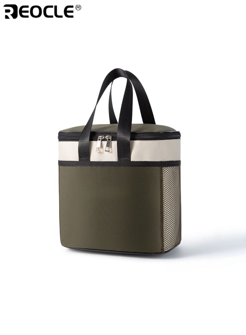 REOCLE Insulated Lunch Bag with Shoulder Strap and Oxford Fabric Design Portable Meal Carrier with Reinforced Handles for School Office Travel Use - Image 2