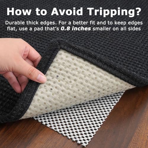 KOZYFLY Rugs for Entryway 3x5 ft Washable Area Rug Non Slip Rubber Backed Entry Rug Woven Indoor Door Mat Cotton Kitchen Rugs Floor Carpet for Entryway, Foyer, Backdoor, Black/Dark Grey - Image 5