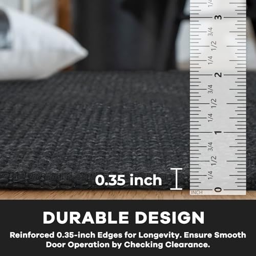 KOZYFLY Rugs for Entryway 3x5 ft Washable Area Rug Non Slip Rubber Backed Entry Rug Woven Indoor Door Mat Cotton Kitchen Rugs Floor Carpet for Entryway, Foyer, Backdoor, Black/Dark Grey - Image 4