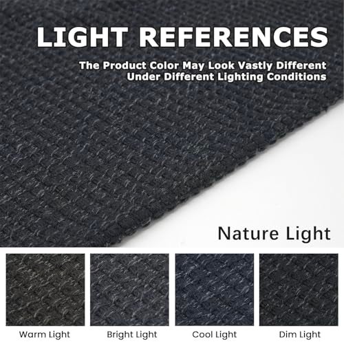 KOZYFLY Rugs for Entryway 3x5 ft Washable Area Rug Non Slip Rubber Backed Entry Rug Woven Indoor Door Mat Cotton Kitchen Rugs Floor Carpet for Entryway, Foyer, Backdoor, Black/Dark Grey - Image 3