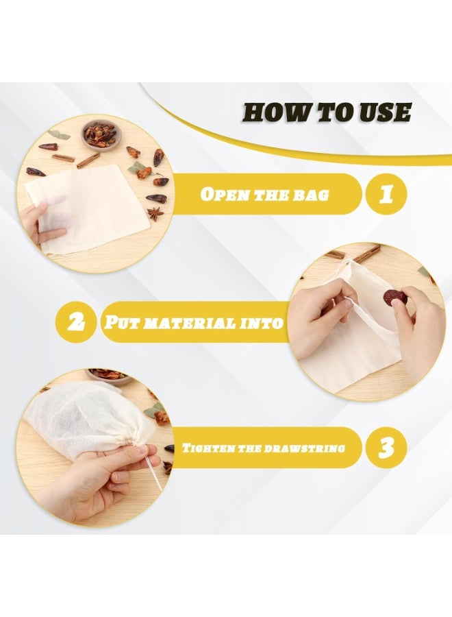 SUNSAR 12Pcs Empty Spice Bags for Cooking Soup,Natural Muslin Drawstring Bag, Reusable Tea Bags for Loose Tea, Small Cheese Cloth Cotton Bag for Straining( 15*20cm) - Image 3