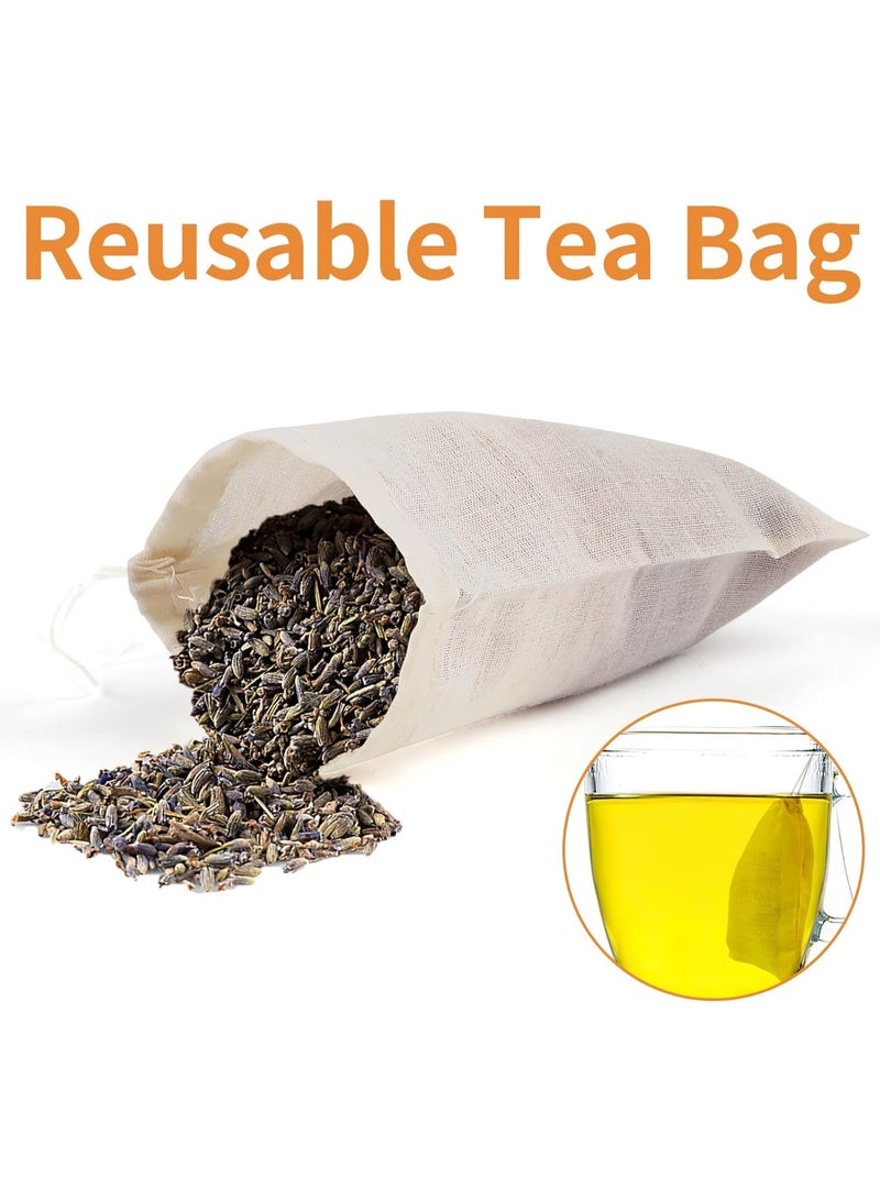 SUNSAR 12Pcs Empty Spice Bags for Cooking Soup,Natural Muslin Drawstring Bag, Reusable Tea Bags for Loose Tea, Small Cheese Cloth Cotton Bag for Straining( 15*20cm) - Image 5