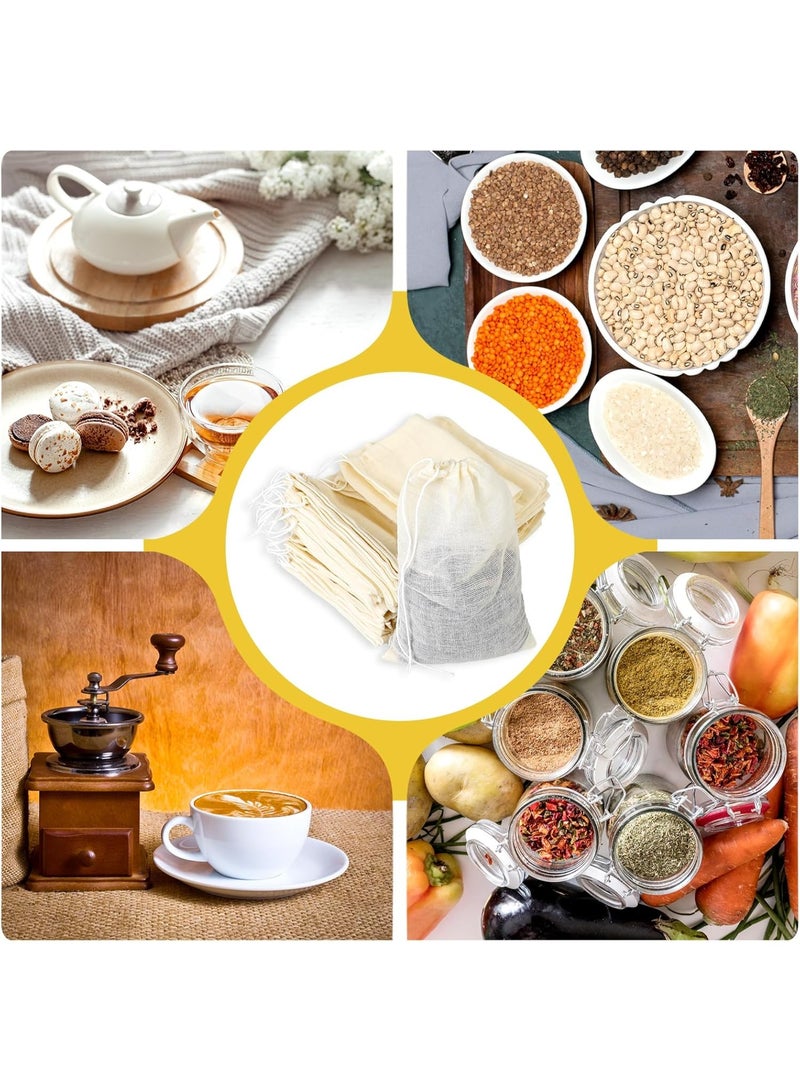 SUNSAR 12Pcs Empty Spice Bags for Cooking Soup,Natural Muslin Drawstring Bag, Reusable Tea Bags for Loose Tea, Small Cheese Cloth Cotton Bag for Straining( 15*20cm) - Image 4