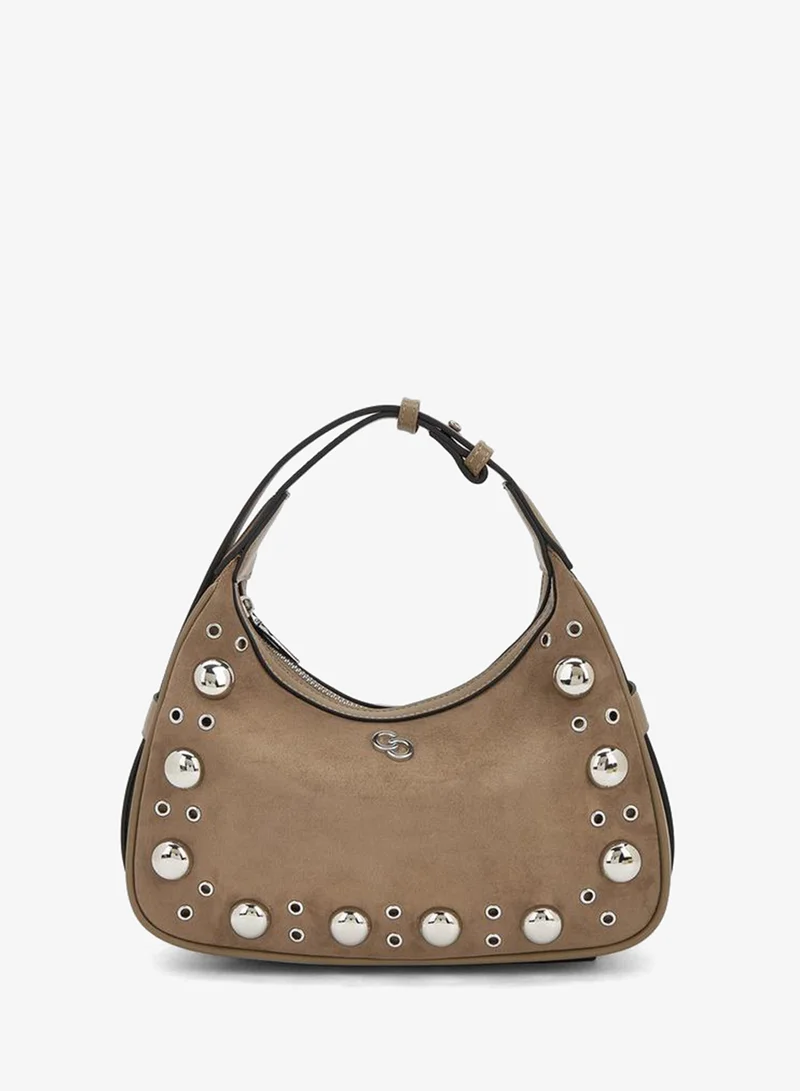 Celeste Studded Shoulder Bag with Zip Closure