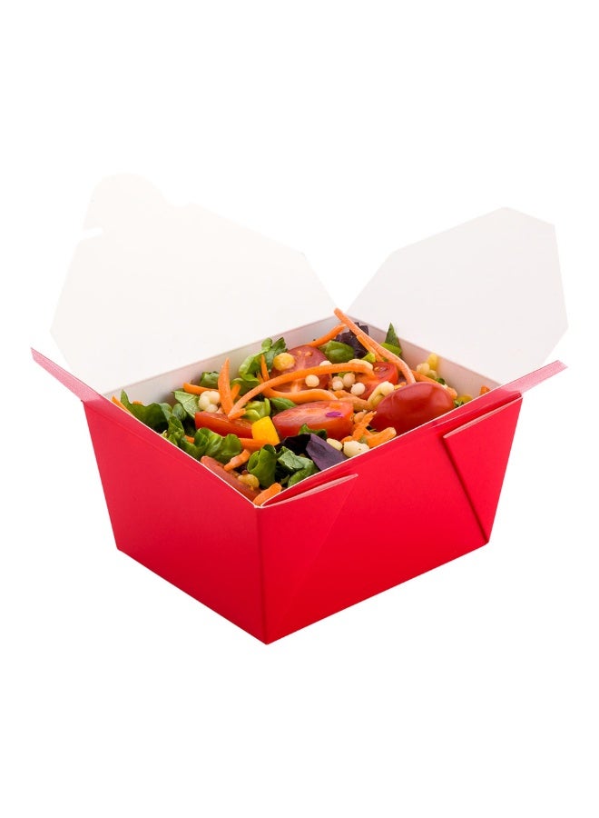 Restaurantware Bio Tek 30 Ounce Take Out Boxes, 200 To Go Lunch Boxes - Tab-Lock Closure, Heat-Tolerant, Red Paper Disposable Lunch Boxes, Greaseproof, For Hot And Cold Foods - Image 2