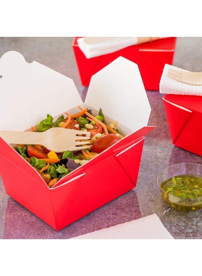 Restaurantware Bio Tek 30 Ounce Take Out Boxes, 200 To Go Lunch Boxes - Tab-Lock Closure, Heat-Tolerant, Red Paper Disposable Lunch Boxes, Greaseproof, For Hot And Cold Foods - Image 3