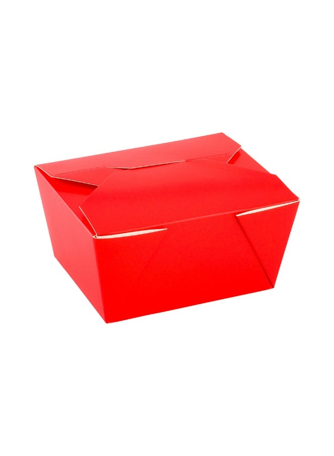 Restaurantware Bio Tek 30 Ounce Take Out Boxes, 200 To Go Lunch Boxes - Tab-Lock Closure, Heat-Tolerant, Red Paper Disposable Lunch Boxes, Greaseproof, For Hot And Cold Foods - Image 1