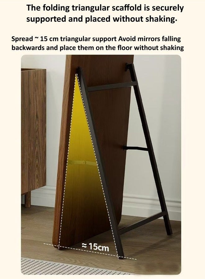 رافين مرآة متعددة الأغراض بتصميم رأس دب، يمكن تعليقها أو ثنيها على الحائط، مرآة أرضية كبيرة لغرفة النوم، مرآة خلع الملابس، مرآة مثبتة على الحائط، مرآة كاملة الجسم، زاوية مستديرة، إطار خشبي متين مع دعامة من الألومنيوم، مرآة ديكورية لغرفة المعيشة والمتاجر المنزلية، 50 × 160 سم - Image 3