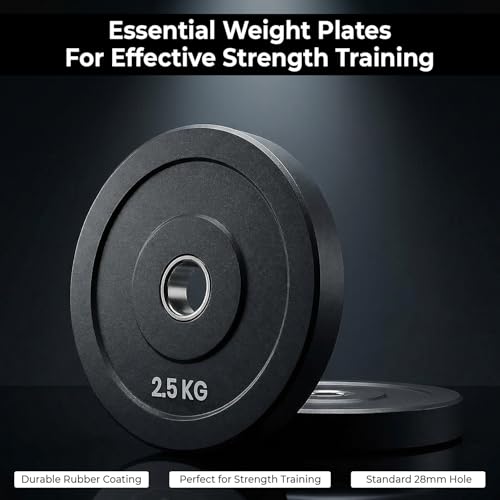 Kizlo Rubber Weight Plates with 28mm Hole – Pair of 2kg, 2.5kg, 3kg, 5kg, 10kg – Standard Size Gym Plates for Home Workouts & Strength Training (2.5KG X 2) - Image 2