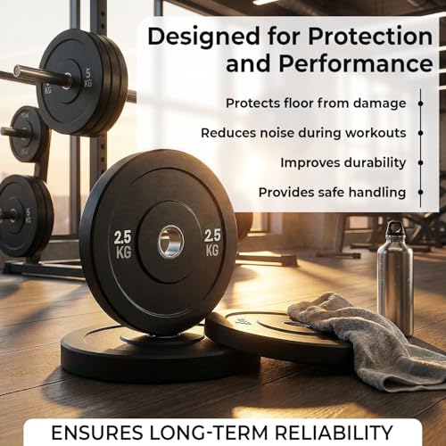 Kizlo Rubber Weight Plates with 28mm Hole – Pair of 2kg, 2.5kg, 3kg, 5kg, 10kg – Standard Size Gym Plates for Home Workouts & Strength Training (2.5KG X 2) - Image 4