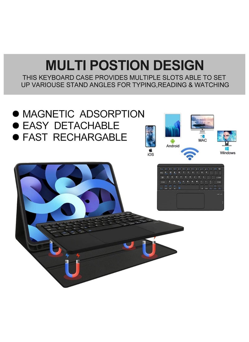 ELTRAZONE - iPad Keyboard Case for iPad Air 4th Generation, Detachable Wireless Bluetooth Trackpad Keyboard, Smart Folio Cover with Pencil Holder, Fit for iPad Pro 11 Inch 2021/2020/2018/ iPad Air 4 2020 - Image 1