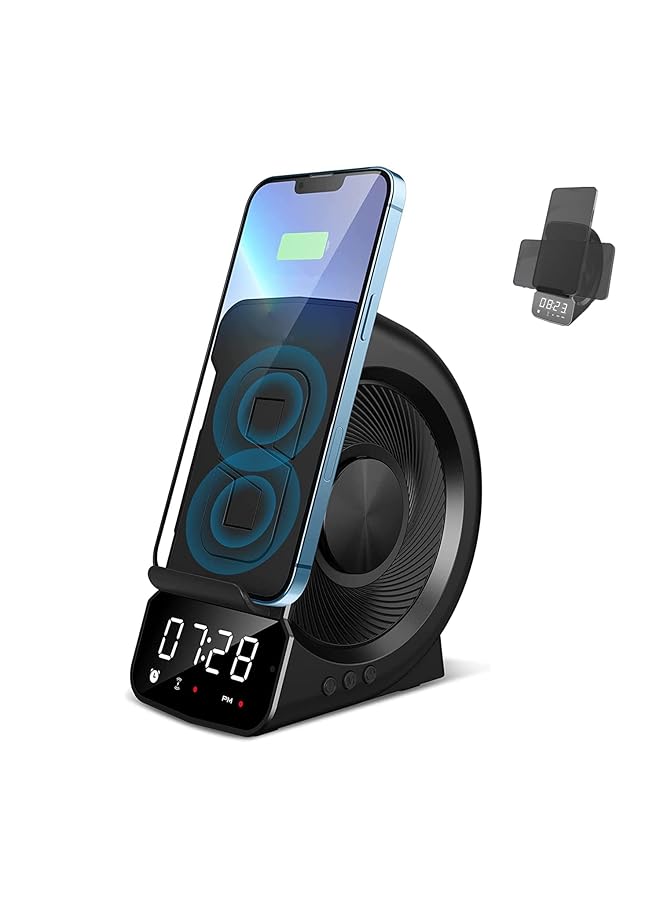 HXDream Digital Alarm Clock With Wireless Charging Bluetooth Speaker 10W Fast Wireless Charger Station For Phone Phone Stand Compatible Iphone Samsung Galaxy Note Android Phone  - Image 1