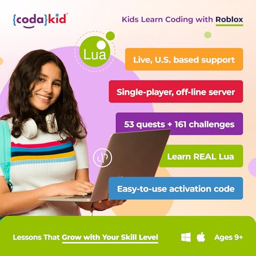CodaKid Roblox Coding, Award-Winning, Coding for Kids, Ages 9+ with Online Mentoring Assistance, Learn Computer Programming and Code Fun Games with Lua and Video Game Programming Software (PC & Mac) - Image 2