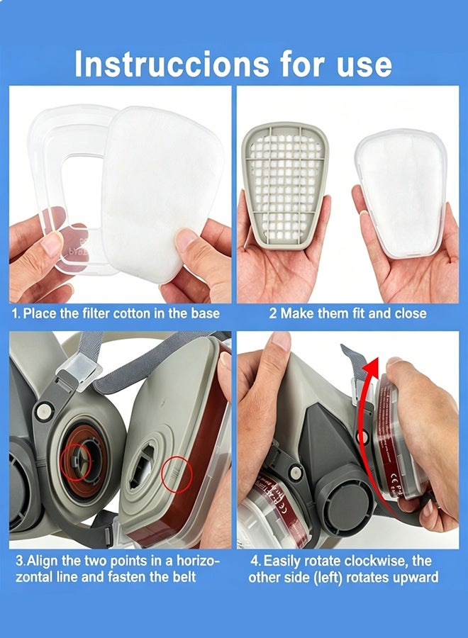 Reusable Respirator Facep Gas Mask,Respirator Mask Respirator with Filter and Goggles for Chemicals Mask For Paint Dust Soldering Construction Sanding Woodworking etc. - Image 5