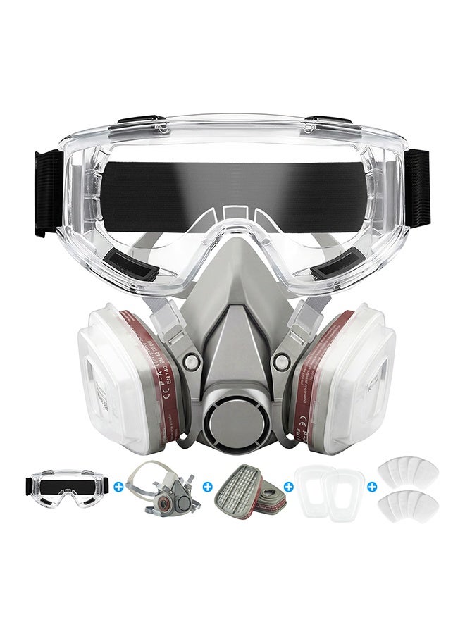 Reusable Respirator Facep Gas Mask,Respirator Mask Respirator with Filter and Goggles for Chemicals Mask For Paint Dust Soldering Construction Sanding Woodworking etc. - Image 1