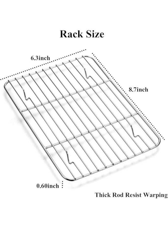 Wildone Baking Sheet with Rack Set [2 Sheets + 2 Racks], Stainless Steel Cookie Pan baking Tray with Cooling Rack, Size 9 x 7 x 1 Inch, Non Toxic & Heavy Duty & Easy Clean - Image 1