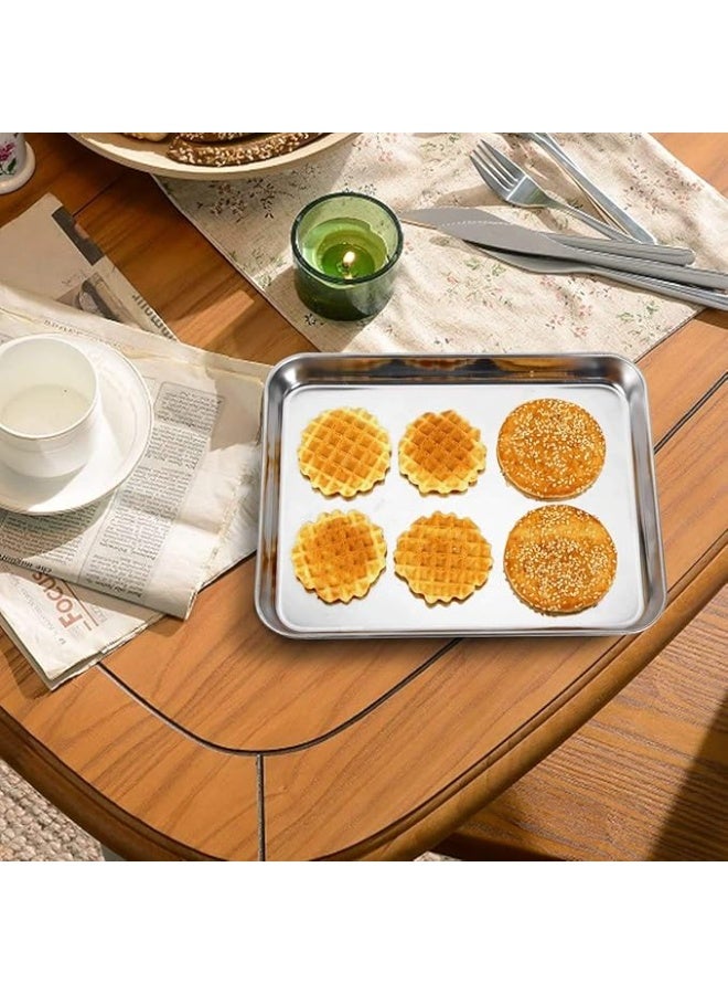 Wildone Baking Sheet with Rack Set [2 Sheets + 2 Racks], Stainless Steel Cookie Pan baking Tray with Cooling Rack, Size 9 x 7 x 1 Inch, Non Toxic & Heavy Duty & Easy Clean - Image 3