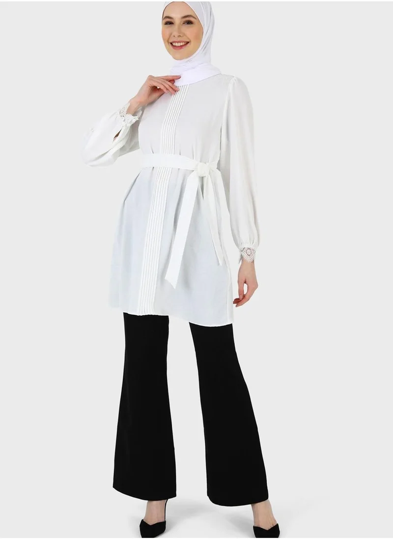 Refka by modanisa Puff Sleeve Belted Tunic