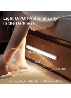 OUYoo OUYoo 4 pcs Motion Sensor LED Lighting,Motion Sensor Light，Motion Sensor Light Bar Night Light for Room，Battery operated induction light, Under Cabinet Light, USB Rechargeable, Dimmable, Magnetic Night Light for Kitchen, Corridor, Wardrobe,Indoor.   30cm -White light  - Image 3