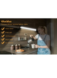 OUYoo OUYoo 4 pcs Motion Sensor LED Lighting,Motion Sensor Light，Motion Sensor Light Bar Night Light for Room，Battery operated induction light, Under Cabinet Light, USB Rechargeable, Dimmable, Magnetic Night Light for Kitchen, Corridor, Wardrobe,Indoor.   30cm -White light  - Image 4