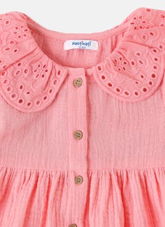 Nautinati Nautinati Girls’ Soft Cotton Dress with Peter Pan Collar  - Image 3