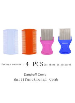 ZYOUNG 4 Pcs Head Hair Comb Including 2 Pieces Hair Comb Double Sided 2 Pieces Removal Dandruff Comb with Metal Teeth  - Image 2
