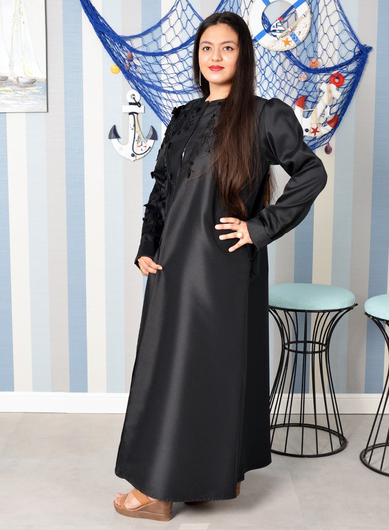 بوسني عباية مزيّنة بالورود ومطرزة بالخرز - Image 3