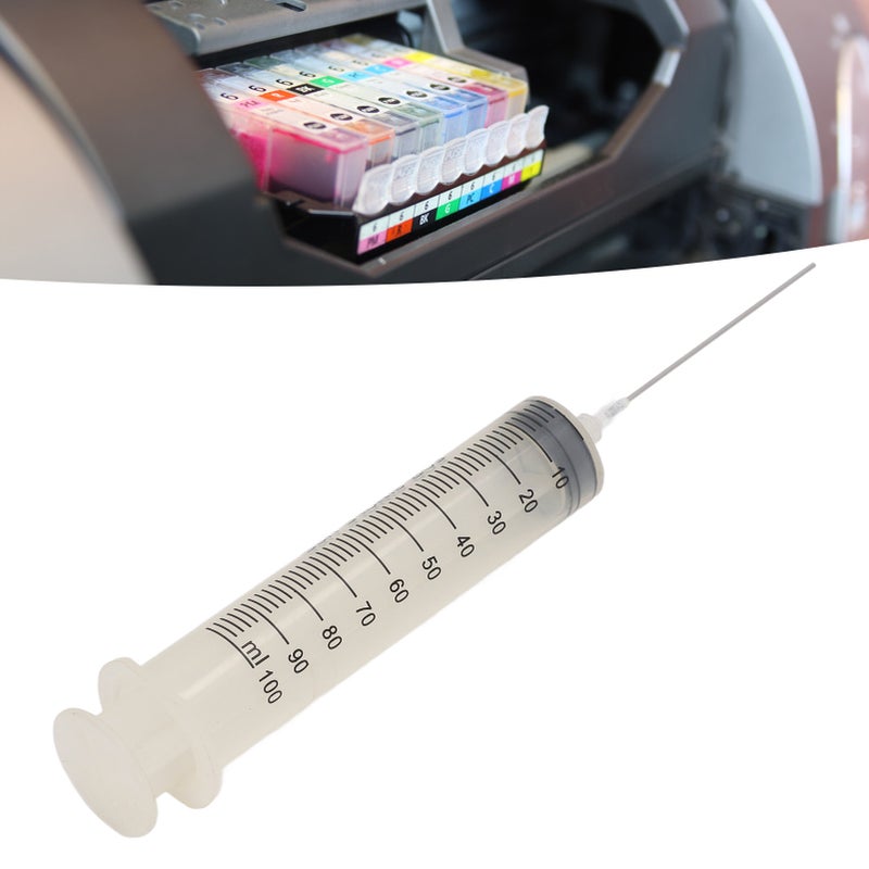 Ink Refill Syringe Set 100ml Large Capacity Ink Cartridge Filling Syringe and 10cm Stainless Steel Needle for Printers - Image 5