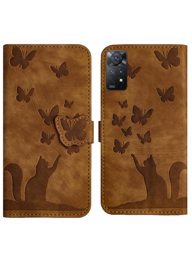 Case For Xiaomi Redmi Note 11 Pro 4G/5G Global Butterfly Cat Embossing Flip Leather Phone Case