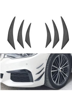Y&D Car Bumper Protector, Front Edge Fin Carbon Fiber Exterior Rubber Fins Spoiler Canards Kit for Body Auto Anti Collision Strip Decoration Stickers Accessories 6Pcs  - Image 1