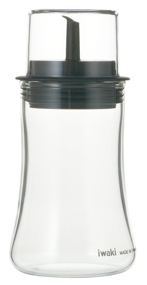 iwaki KT5031BK AGC Techno Glass HeatResistant Glass Drip Resistant Sauce Jug for Soy Sauce 42 fl oz 120 ml Leak Resistant Condiment Container with Lid
