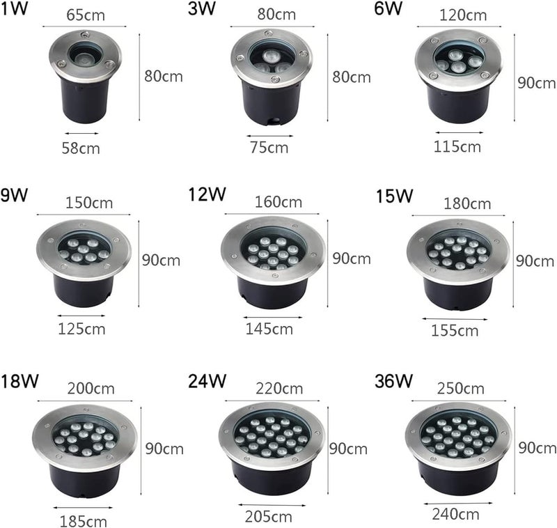 أضواء LED مدفونة تحت الأرض للاستخدام الخارجي، مقاومة للماء، جهد منخفض (AC12/24V)، مناسبة للحدائق، الممرات، المسارات، مداخل المنازل، الأرصفة، وأضواء المناظر الطبيعية الدائرية - Image 3