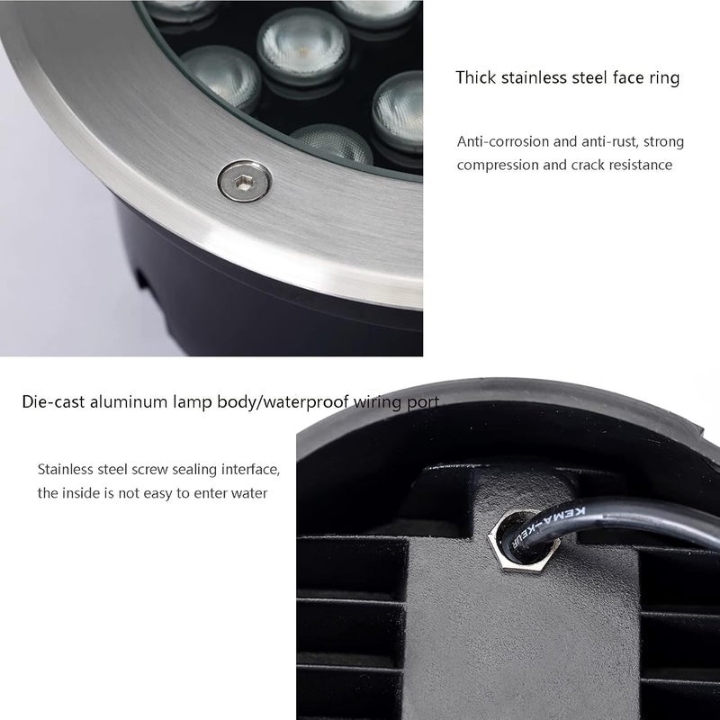 أضواء LED مدفونة تحت الأرض للاستخدام الخارجي، مقاومة للماء، جهد منخفض (AC12/24V)، مناسبة للحدائق، الممرات، المسارات، مداخل المنازل، الأرصفة، وأضواء المناظر الطبيعية الدائرية - Image 4